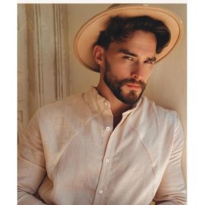 Aya Sacredwear Pale Pink Linen Classic Minimalist Shirt for Men